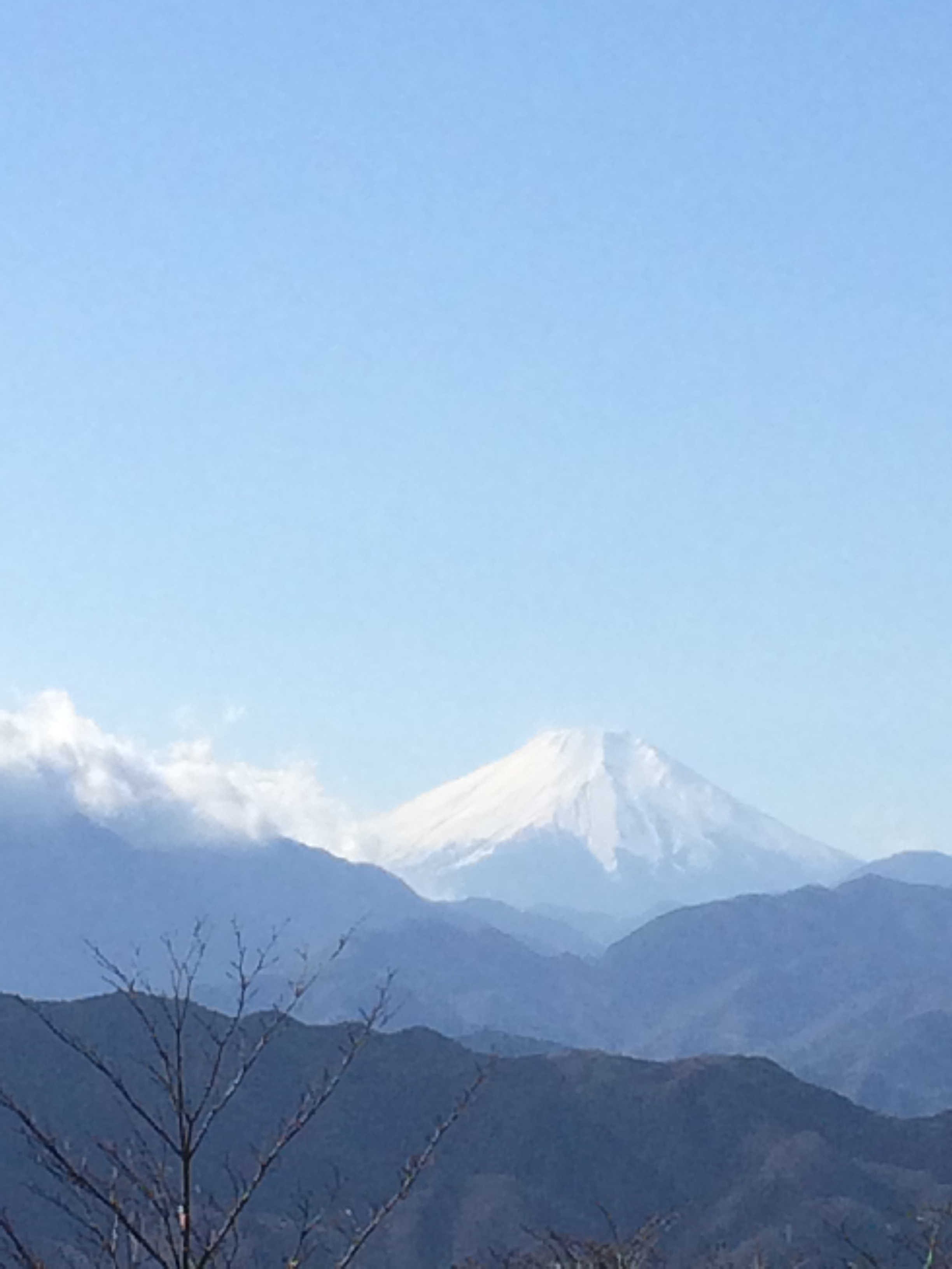 高尾山山頂から富士山を望む